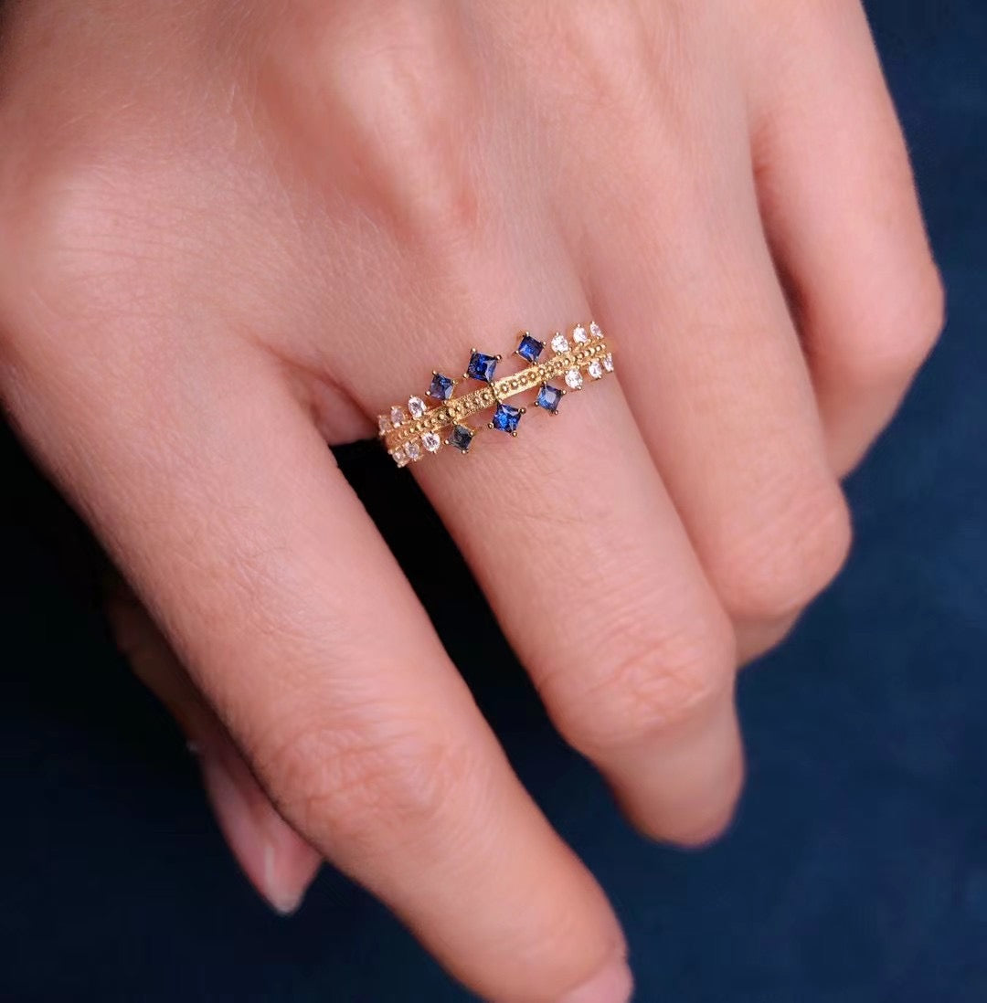 18k Diamond & Sapphire Ring