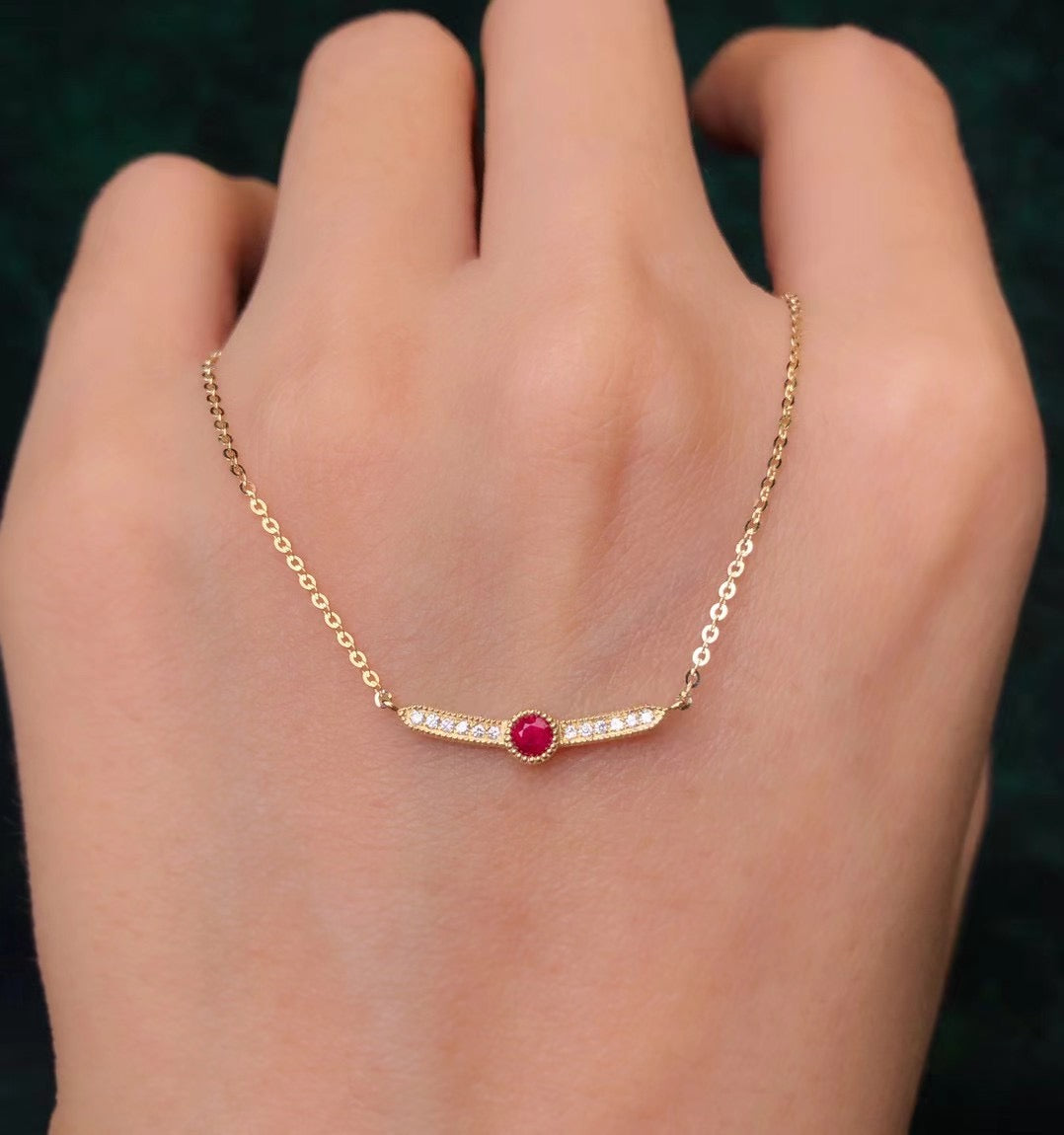18k Ruby & Diamond Necklace
