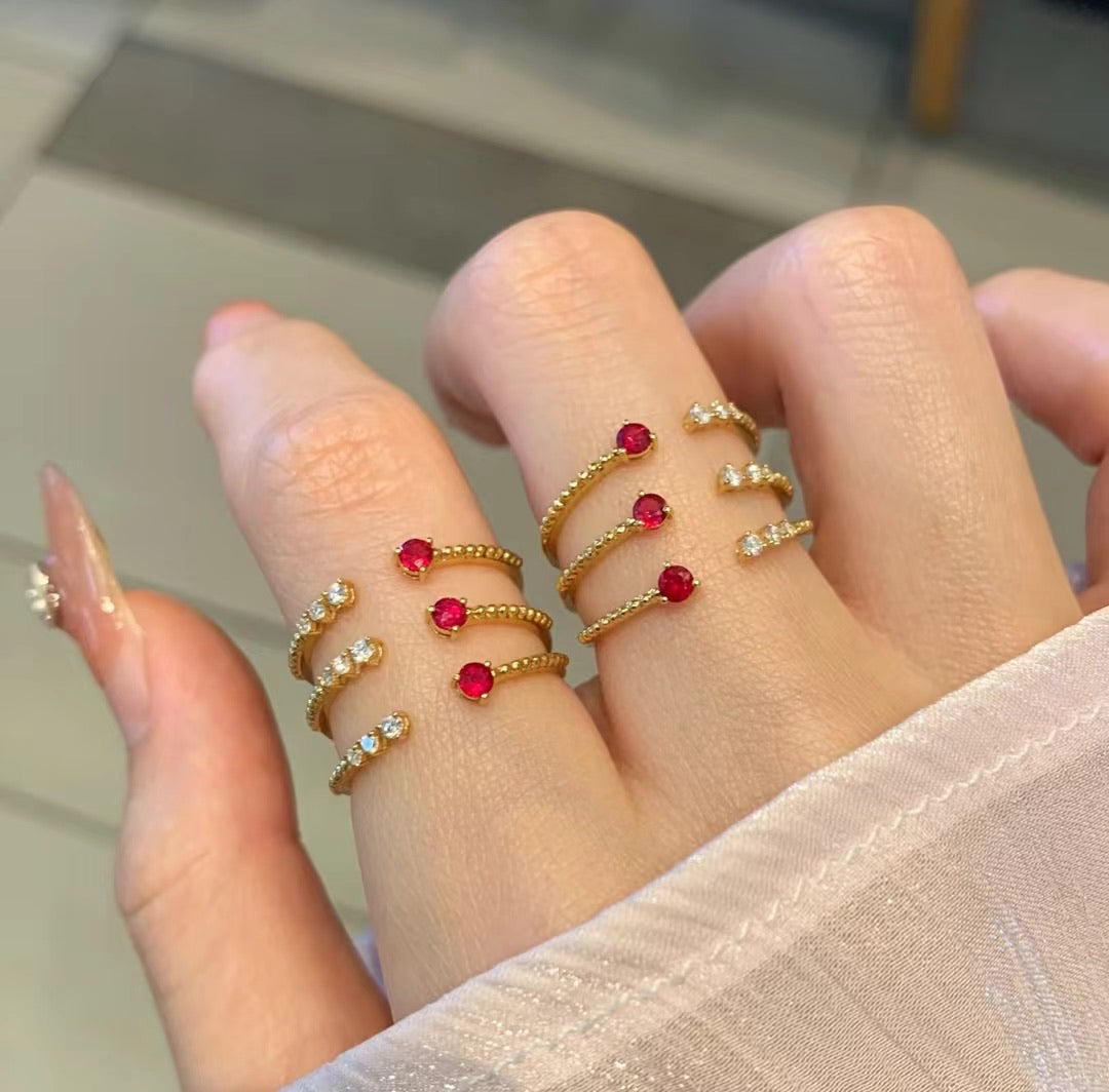 18k Yellow Gold Ruby & Diamond Stackable Ring