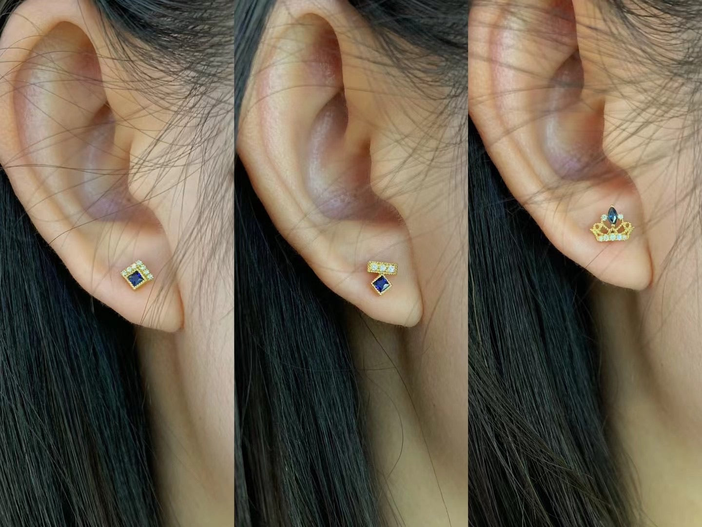 18k Diamond & Sapphire Earring