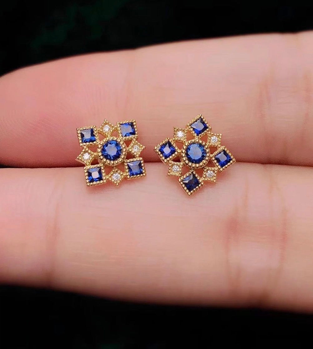 18k Diamond & Sapphire Earring