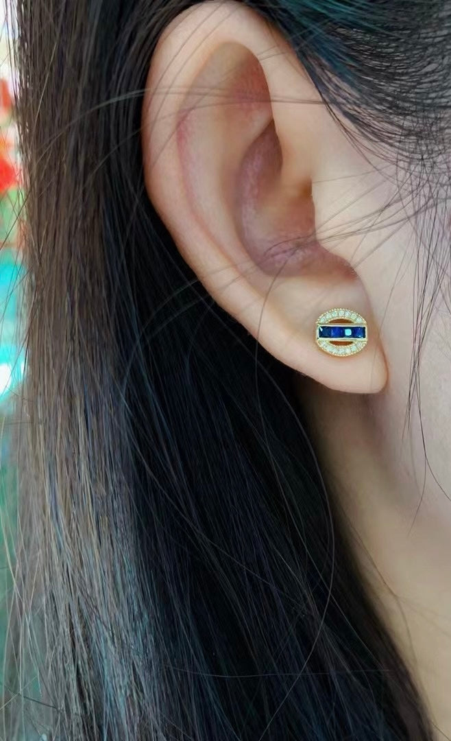 18k Open Circle Diamond & Gemstone Earrings