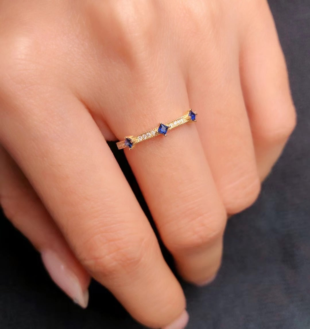 18k Diamond Ruby & Sapphire Ring