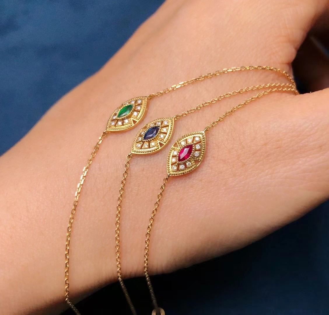 18k Lucky Eye Diamond & Gemstone Bracelet