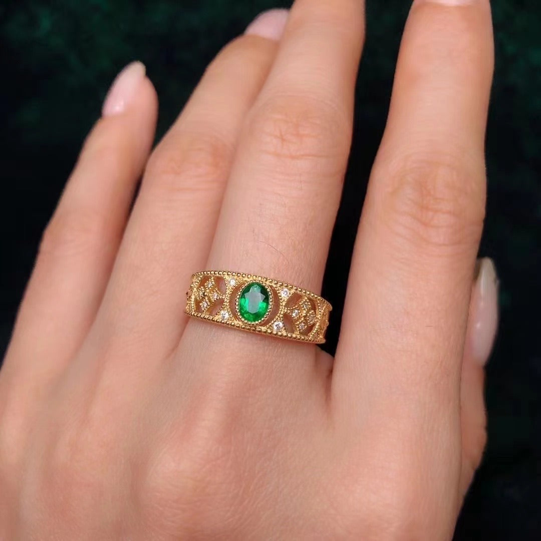 18k Emerald & Diamond Ring