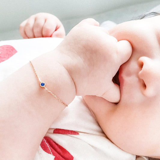 18K Gold Blue Sapphire Baby Bracelet