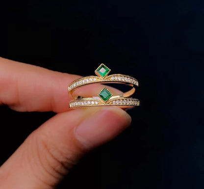 18k Emerald & Diamond Ring