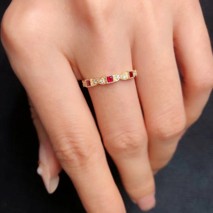 18k Diamond Ruby & Sapphire Crown Ring