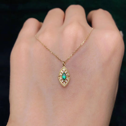 18k Lucky Eye Diamond & Gemstones Necklace