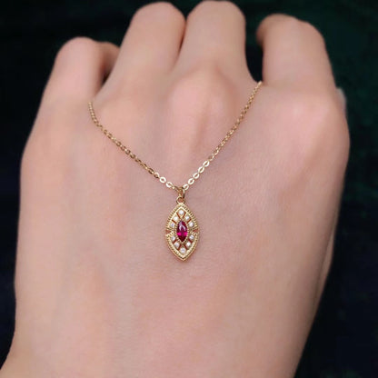 18k Lucky Eye Diamond & Gemstones Necklace