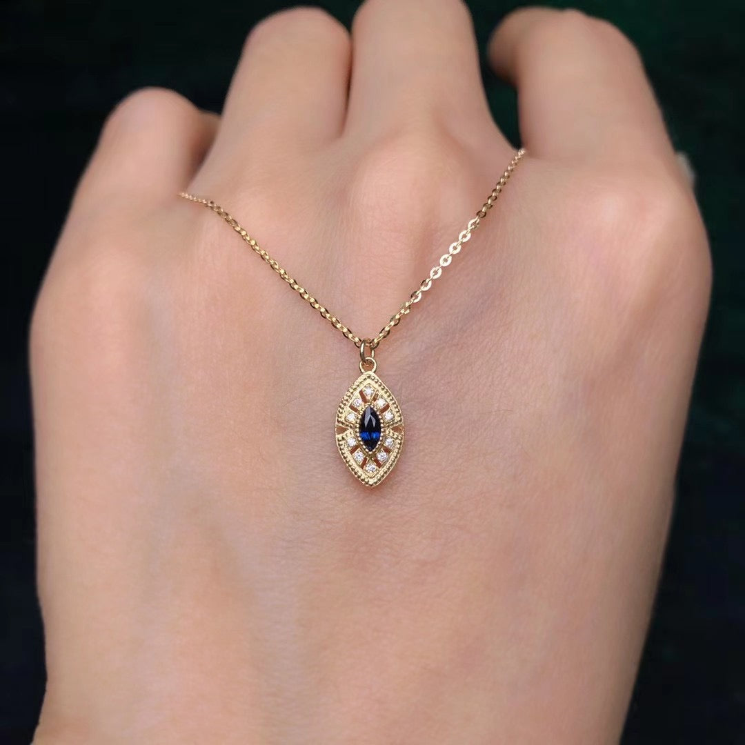 18k Lucky Eye Diamond & Gemstones Necklace