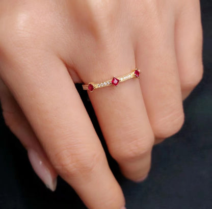 18k Diamond Ruby & Sapphire Ring