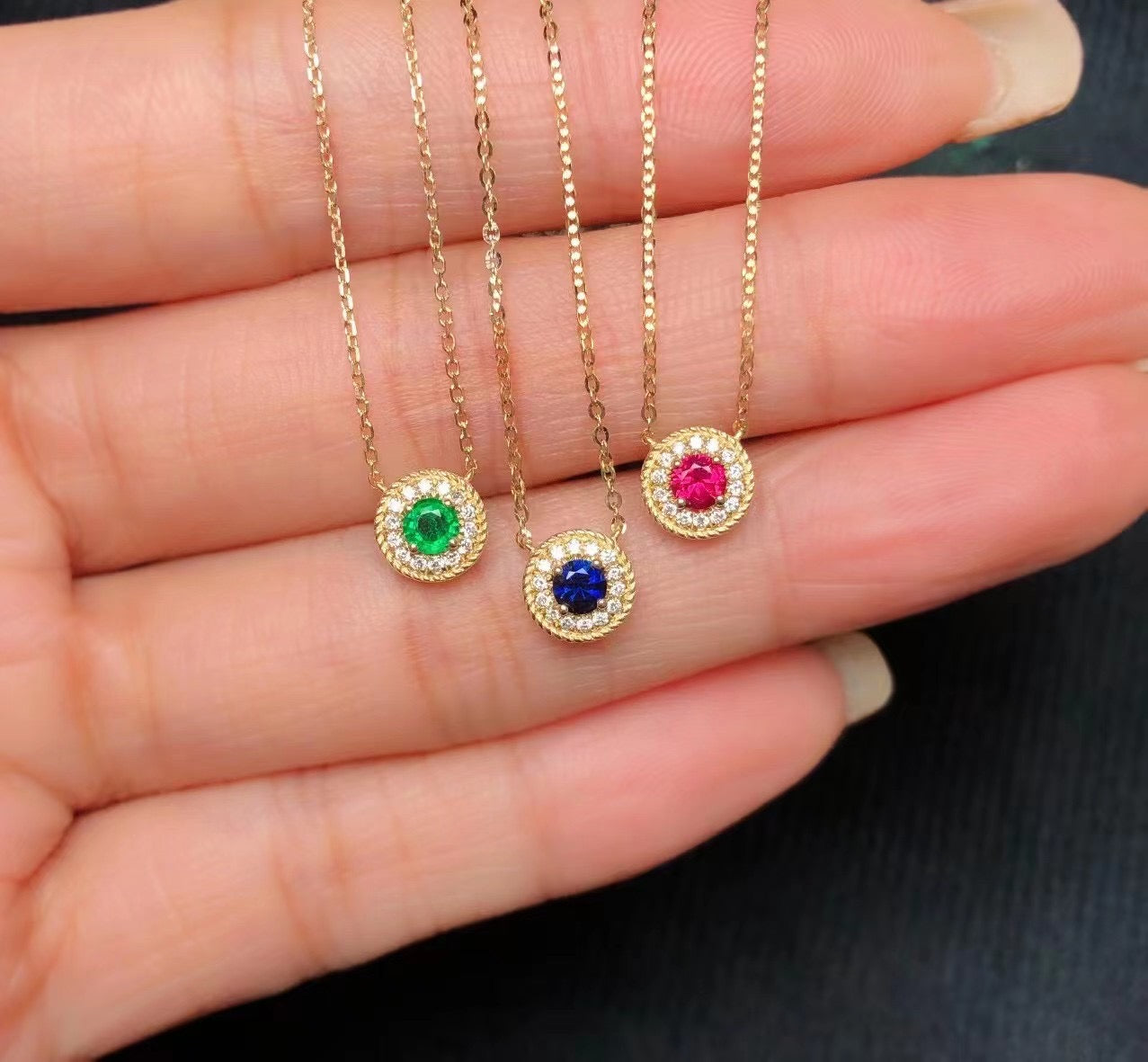 18k Diamond & Sapphire / Ruby Necklace