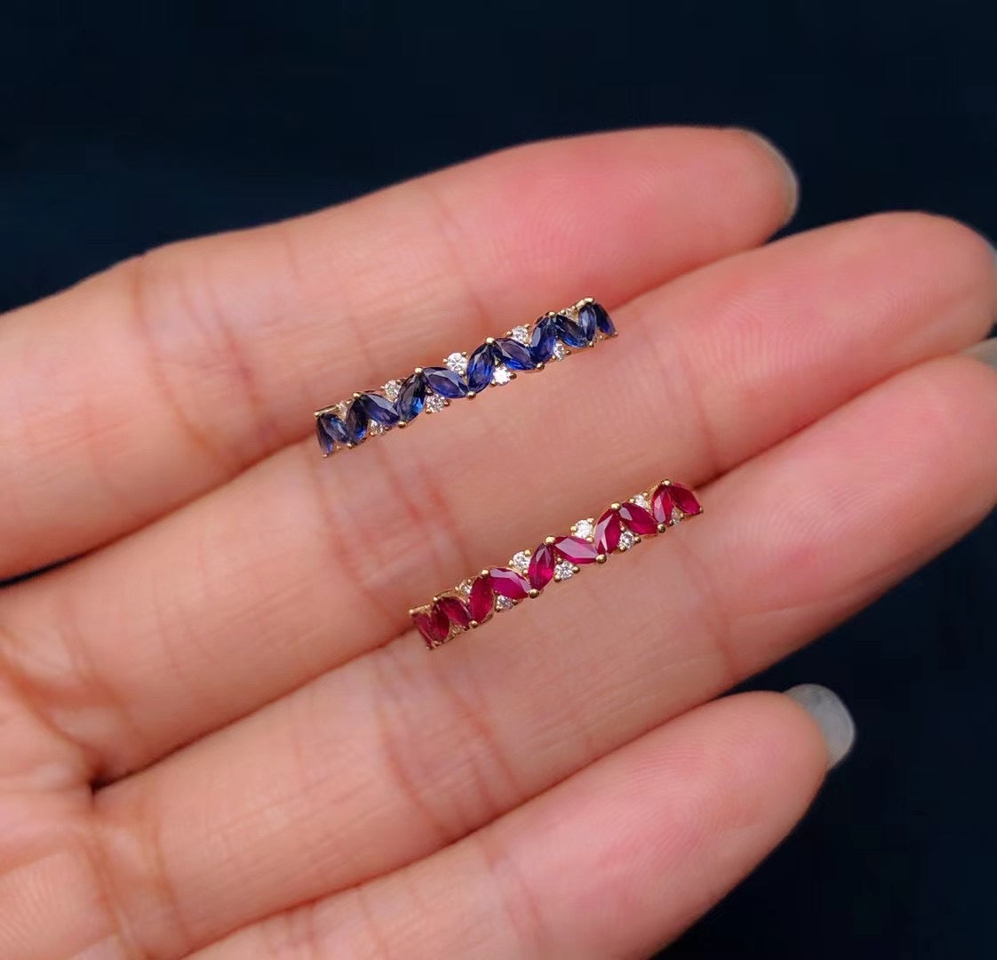 18k Diamond Ruby & Sapphire Ring