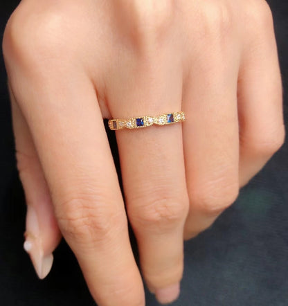 18k Diamond Ruby & Sapphire Crown Ring